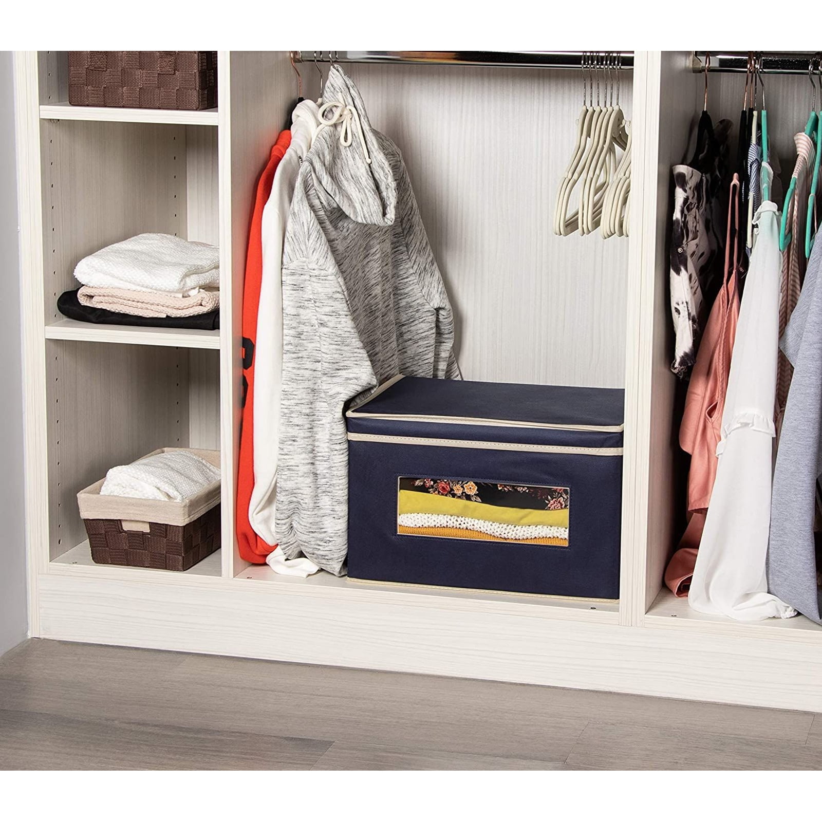 Closet Storage Bins 3pack Foldable Basket Collapsible Fabric Boxes