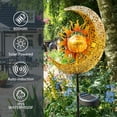 thumbnail image 3 of Luces solares de jardín decorativas para exteriores, luz de estaca de metal con globo de cristal craquelado de sol y luna, luz LED blanca cálida impermeable (1 paquete), 3 of 5