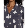 thumbnail image 4 of Way To Celebrate Women's Halloween Notched Top and Shorts Pajama Set, 2-Piece, Gray Lead, Size M, 4 of 5