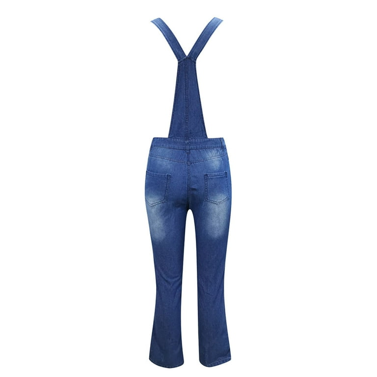 Womens Jeans Denim Jumpsuit Romper Dungaree Overalls Ripped Bib Pants Plus  Size