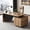 BrownLeft, variant on Rectangle Executive Desk Width Adjustable with Cabinet File Drawer Cable Management Right Cabinet