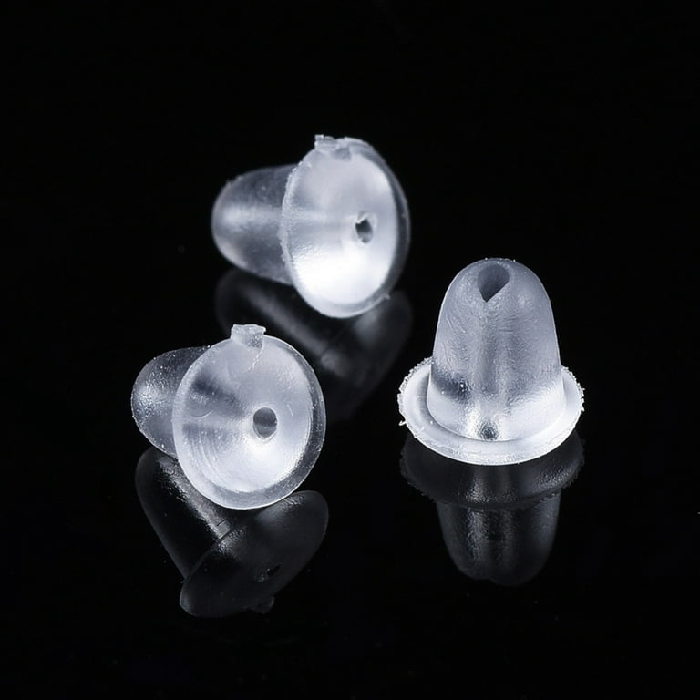 Yesbay 100Pcs Clear Soft Plastic Earring Findings Back Stoppers