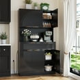 thumbnail image 3 of PPorfamilia 71" Tall Kitchen Pantry Cabinet, Wooden Hutch Cupboard Cabinet with Storage, Microwave Stand and Power Outlets, Black, 3 of 8