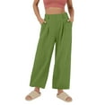 thumbnail image 1 of VEKDONE Womens Linen Long Pants Green XL, 1 of 8