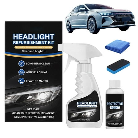 Q4 Headlight Restoration, Automotive Tourgoing Headlamp Restoration Fluid Kit, Supani Headlight Restoration Fluid Kit,Clear Coating Polish Refurbisher for Cloudy/Yellowed Headlights