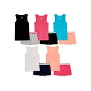 Wonder Nation Girls Basic Tank & Shorts, 10-Piece Outfit Set, Sizes 4-18 & Plus