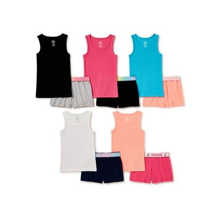 Wonder Nation Girls Basic Tank & Shorts, 10-Piece Outfit Set, Sizes 4-18 & Plus