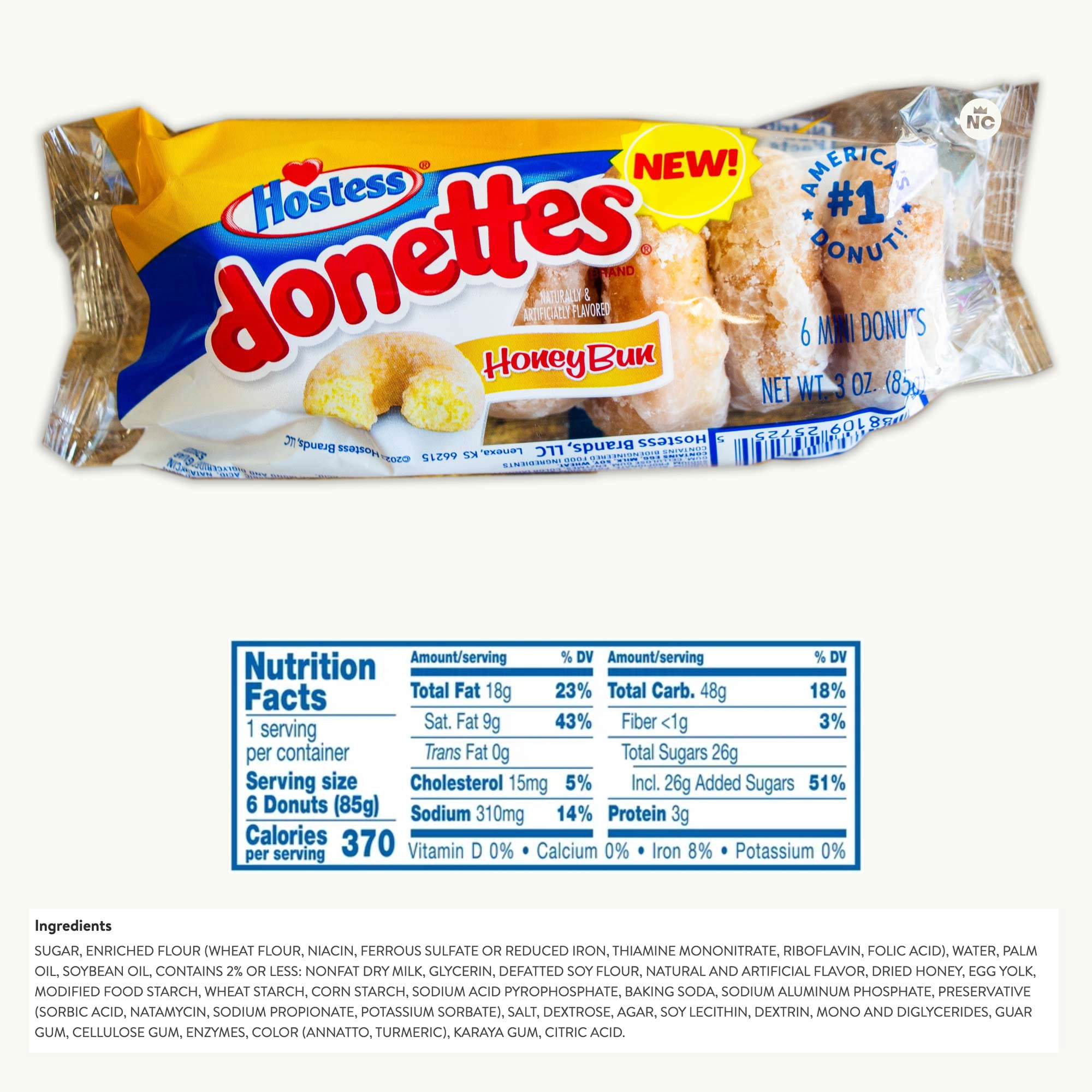 Hostess Honey Buns Donettes (36 mini donuts) - Strawberry, Birthday, Orange Cupcakes (6 cupcakes) - Organic Roasted, Peach Yerba Mate Tea bags (2 tea bags) - 11 Items