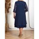 thumbnail image 4 of Vestido de con Bordado Floral y 1/2 para Invitada de Boda, Talla Grande, para Mujer. Azul Marino 1XL, 4 of 6