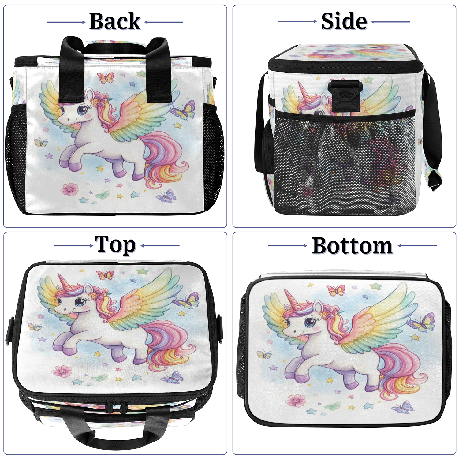 Herdesigns Animal Large Insulated Lunch Box for Adults Women Men with Adjustable Shoulder Strap, Cute Unicorn Reusable Cooler Lunch Bag for Offices Picnic Hiking Beach