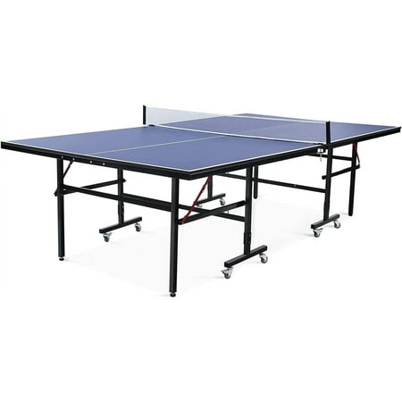 Maxkare Professional Table Tennis Table, Foldable Ping Pong Game Set for Indoor, 108In Single Player Playback Mode Ping Pong Table with Net