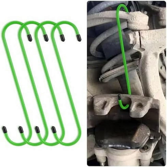 4PCS Brake Caliper Hangers,Brake Caliper Tool/Brake Caliper Compression Tool for Changing Brake Pads,Braking,Universal Automotive Tools Brake Caliper Hooks with Rubber Caps (4, Green) Green 4 Green 4