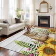 thumbnail image 2 of Groundhog Day Area Rugs 5'x7', Washable Small Throw Rugs for Laundry Room Playroom, Sunflower Spring Floral Botanical Vintage Indoor Outdoor Rug Non-Slip Low Pile Carpet Runner Reversible Floor Mats, 2 of 8