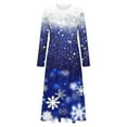 thumbnail image 3 of ClodeEU Christmas Graphic Maxi Dress for Women ,Crewneck A Line Long Sleeve Flowy Swing Dresses Blue,Womens Plus M, 3 of 4