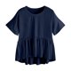 thumbnail image 2 of Gibobby Camisetas Mujer Manga Corta Mujeres Casual Color sólido O Cuello Camiseta suelta Top Ruffle Hem Camisa de manga corta Top Blusa(Marina,G), 2 of 4