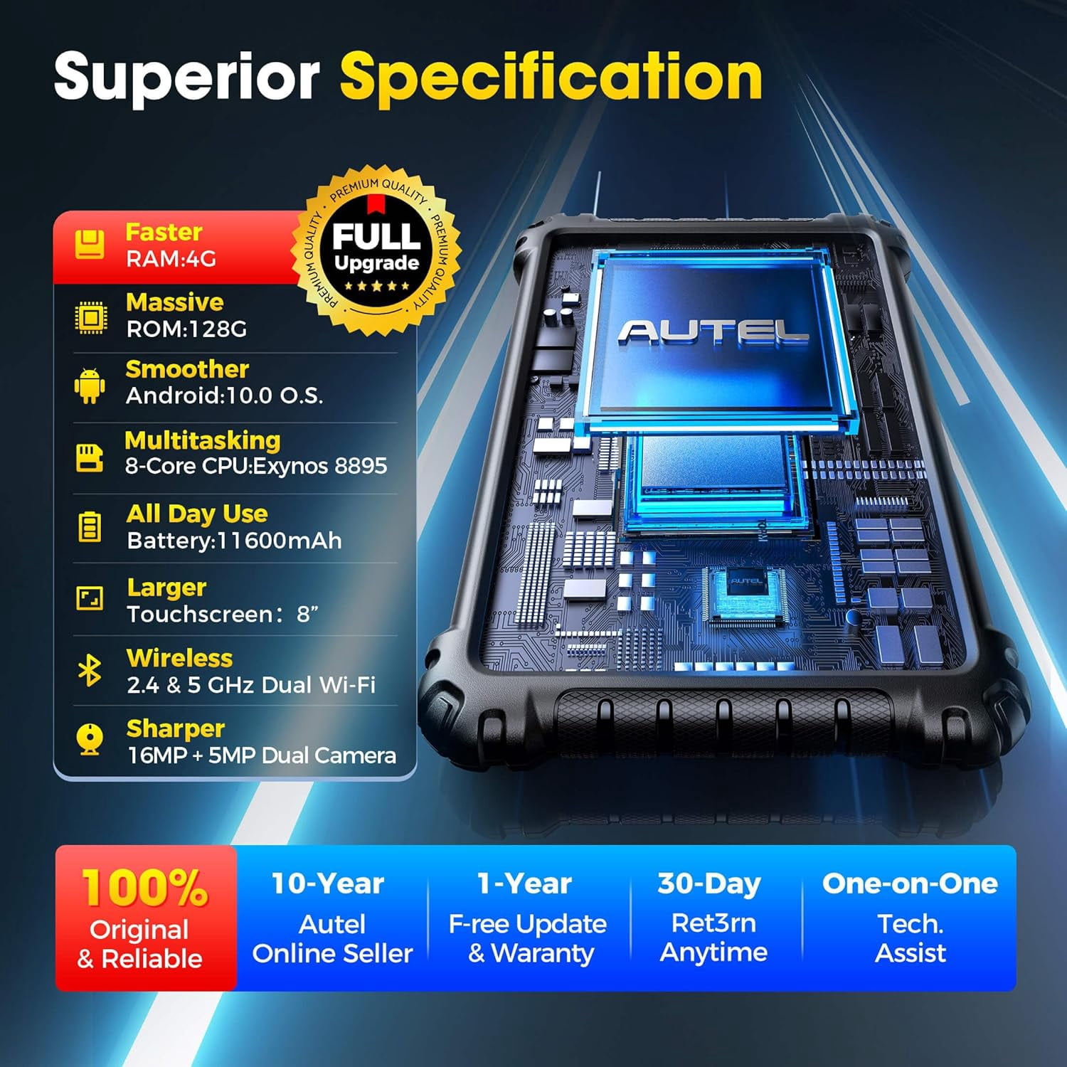 Autel Scanner MaxiSys MS906 PRO, 2026 MS906PRO Same as MS906MAX, 2.0 of MS908S MS906BT MK908 II, DoIP CAN FD, 36+ Service, 3000+ Active Tests, Auto Scan 2.0, OE Bidirectional Diagnostic, 4G/128G, FCA
