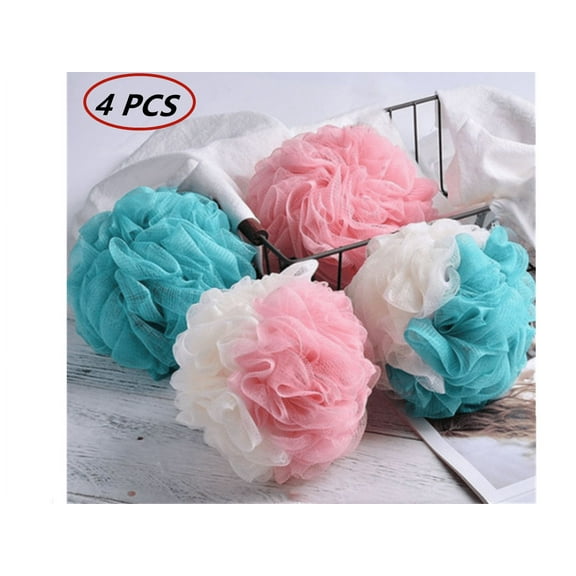 Topboutique Bath Shower Loofah Sponge Exfoliating Body Scrubber 50g/PCS Bath Sponges- Set of 4 Flower Color Sponges,Multi-color