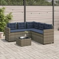 thumbnail image 2 of vidaXL Patio Sofa with Table and Cushions L-Shaped Poly Rattan Brown/Gray/Black, 2 of 11