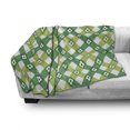 thumbnail image 3 of Floral Soft Flannel Fleece Throw Blanket, Striped Retro Flower Motif with Abstract Lines Groovy Old Fashion, Cozy Plush for Indoor and Outdoor Use, 50" x 70", Lime Green Forest Green, by Ambesonne, 3 of 6