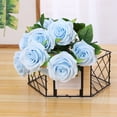 thumbnail image 3 of Inteprter 10 cabezas de rosas artificiales, flores falsas, ramo de boda, , decoración del hogar Decoración cielo azul claro, 3 of 5