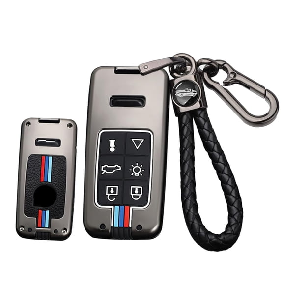 6-Button Car Key Cover Fit for Volvo 2007-2018 Key Remote Smart Remote Key Case Metal Key Holder Silicone Key Housing Key Glove Fit for S60 S80 V40 V60 V70 VC60 VC70 XC60 XC70