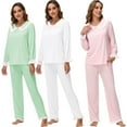 thumbnail image 6 of Womens Button Down Pajamas Set Soft Pjs Long Sleeve Top and Pants Sleepwear Set Lounge Sets, 6 of 6