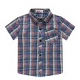 thumbnail image 2 of Coerni Boys Toddler Plaid Button Down Shirt Short Sleeve Lapel Neck Summer Casual Top Kids Baby Trendy Tees with Pocket Clothes, 2 of 4