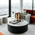 thumbnail image 3 of Kevinplus Black Coffee Table with Gold Rim Bottom End Table Round Wood Side Table for Living Room Bedroom, 3 of 15