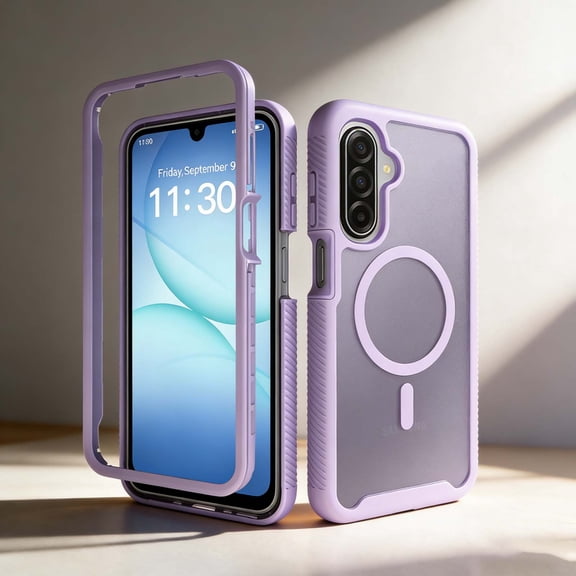For Samsung Galaxy S26  Phone Case,2-in-1 Heavy Duty Shockrpoof Protection,Compatible With Wireless Charging,Skin-Friendly Matte Translucent Back,Non-Slip Durable Rugged Phone Case,Purple
