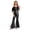 Black, variant on Girls Metallic Flared Pants Jumpsuit Spaghetti Straps Hippie Dance Full Body Unitard Performance Red 10