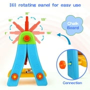 Huge Wave Art Easel for Toddlers, Double Sided Magnetic Chalkboard and Whiteboard, Christmas Birthday Gift for Kids Age 2-8 (Blue)