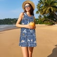 thumbnail image 3 of Honeii Underwater World Animals Print Women's Sleeveless Dress, Loose Fit Casual Dress for Women, Summer Fashion Dress, 3 of 7