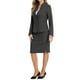 thumbnail image 4 of Conjuntos de falda para mujer INSPIRE CHIC, traje sin cuello, blazer y faldas lápiz, 2 piezas, atuendos elegantes, M gris oscuro, 4 of 6