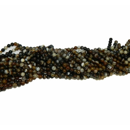 Brown Agate Sphere - 6mm Brown Striped Agate Round, Loose Beads, 40cm 15 inch Gemstone