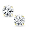 thumbnail image 2 of Gem Stone King 14K Yellow Gold White Moissanite Stud Earrings for Women Men (2.40 Cttw, Gemstone Birthstone, Round 7MM), 2 of 5