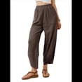 thumbnail image 2 of Pantalones Anchos y Holgados para Mujer, Estilo Palazzo Harén, Informales, con Cintura Elástica y Bolsillos. Café M, 2 of 10