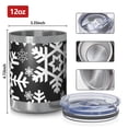 thumbnail image 3 of 12oz Tumblers Black Christmas Snowflake Pattern Vacuum Insulated Stainless Steel Travel Tumbler Cups Mug with Lid and Straw for Beer,Coffee,Beverages with Cleaning Brush for Cold & Hot Drinks, 3 of 5