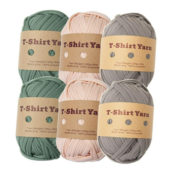6x T Shirt Yarn Bag Making Supplies Easy to Wash Hand Knitting Knitting Yarn Weaving Thread Yarn for Baskets Pillow Rug Making Hats Sweaters Style C