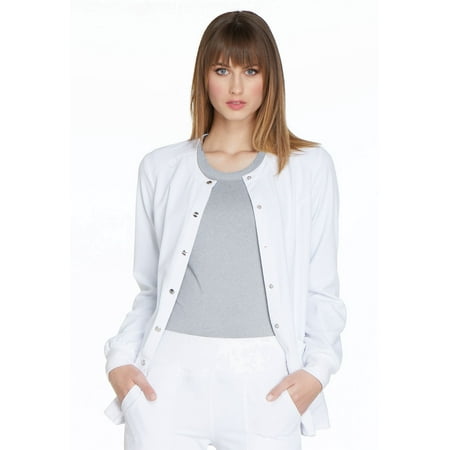 

Elle Scrubs Warm Up Jacket for Women Snap Front EL300 XL White