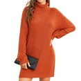 thumbnail image 2 of Vestido suéter con mangas abullonadas,Vestido suéter de cuello alto para mujer Vestido suéter de cuello alto Vestido jersey de punto Rendimiento probado, 2 of 7