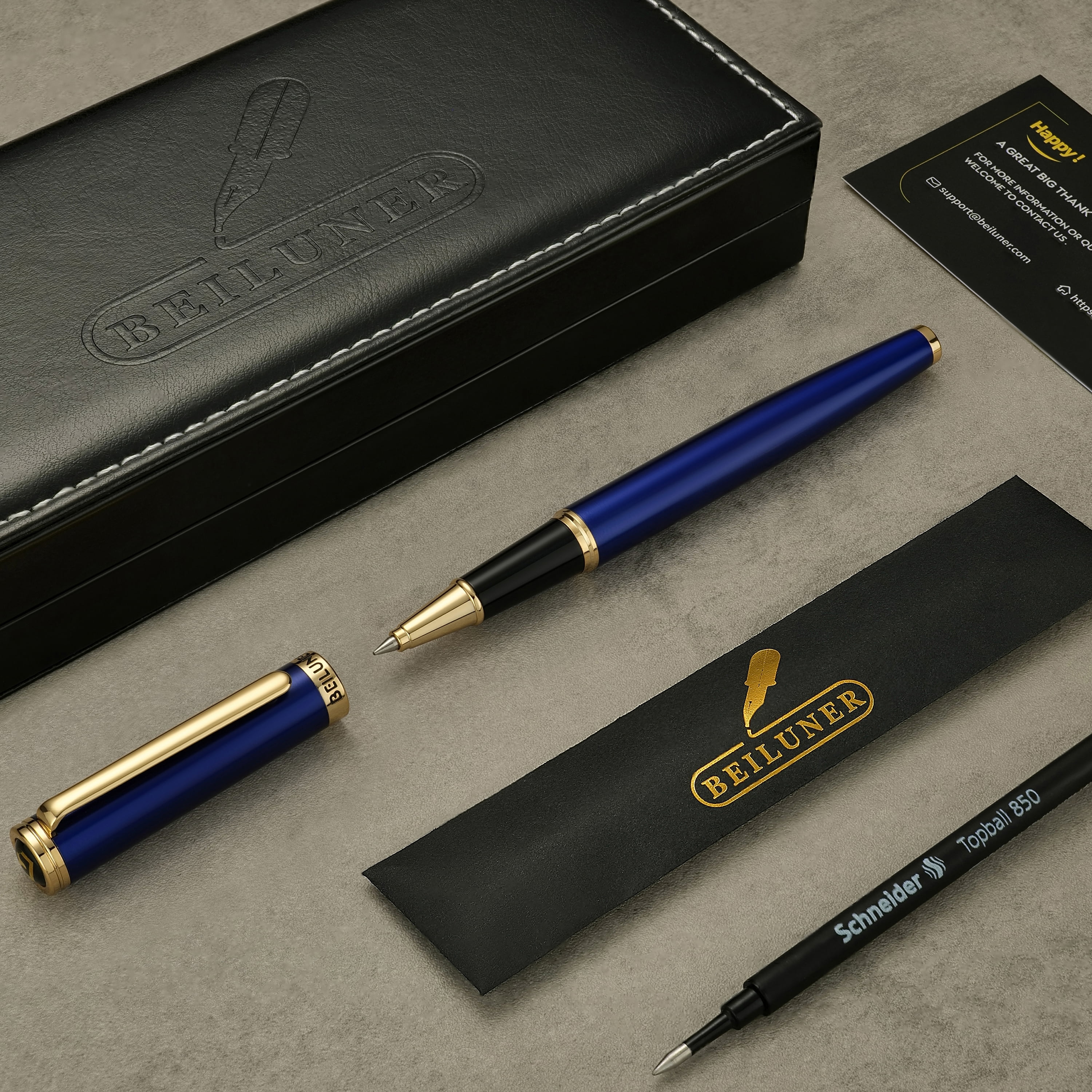 BEILUNER Luxury Rollerball Pen,24K Gold Trim,Noble and Elegant Designs, Best Roller Ball Pen Gift Set for Men & Women, Professional, Executive Office, Nice Pens