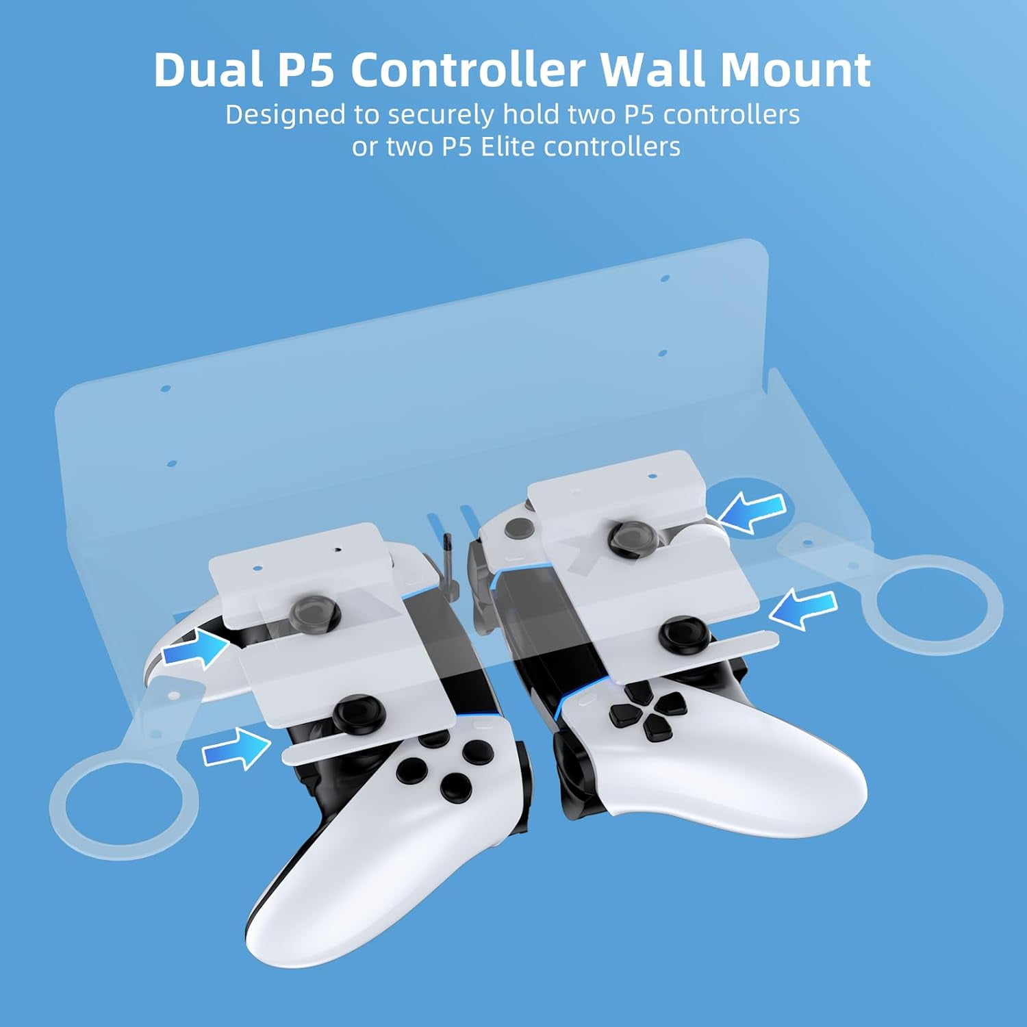Wall Mount Kit Compatible with PS 5/ PS 5 Slim All Models with Holders for Controller&Headset Storage, Wall Mount Stand for PS Portal Remote Player,White