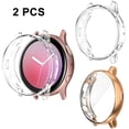 thumbnail image 1 of 2pcs Compatible with Galaxy Watch Active2 Case 40mm, 2 Packs Soft TPU Bumper Full Around Screen Protector Cover for Samsung Galaxy Watch Active 2 40mm-Transparent + rose gold, 1 of 9