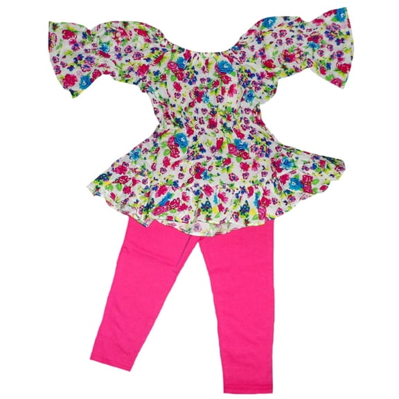 Maria Elena Toddler Girl's Peasant Tunic and Leggings Outfit-Pink (3T)