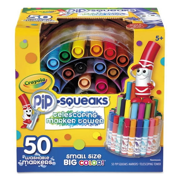 Pip-Squeaks Telescoping Marker Tower, Medium Bullet Tip, Assorted Colors, 50/pack | Bundle of 2 Sets