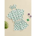 thumbnail image 3 of Bagilaanoe 3pcs Toddler Baby Girl Shorts Set Short Sleeve Floral Print T Shirt Tops + Shorts + Headband 6M 12M 18M 24M 3T 4T Kids Casual Summer Clothes, 3 of 7
