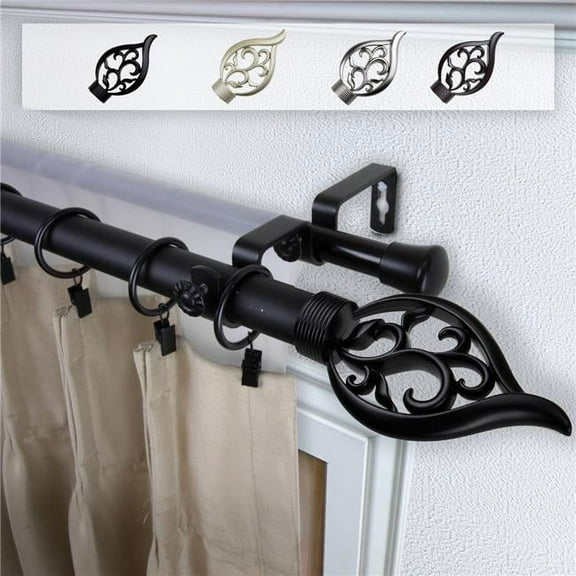 Central Design 100-62-1602-D 1 in. Dia. Clair Curtain Rod, Black - 160-240 in.