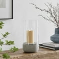 thumbnail image 5 of Danya B. Modern Cool Gray Cement Base and Glass Pillar Hurricane Candle Holder (Large), 5 of 11