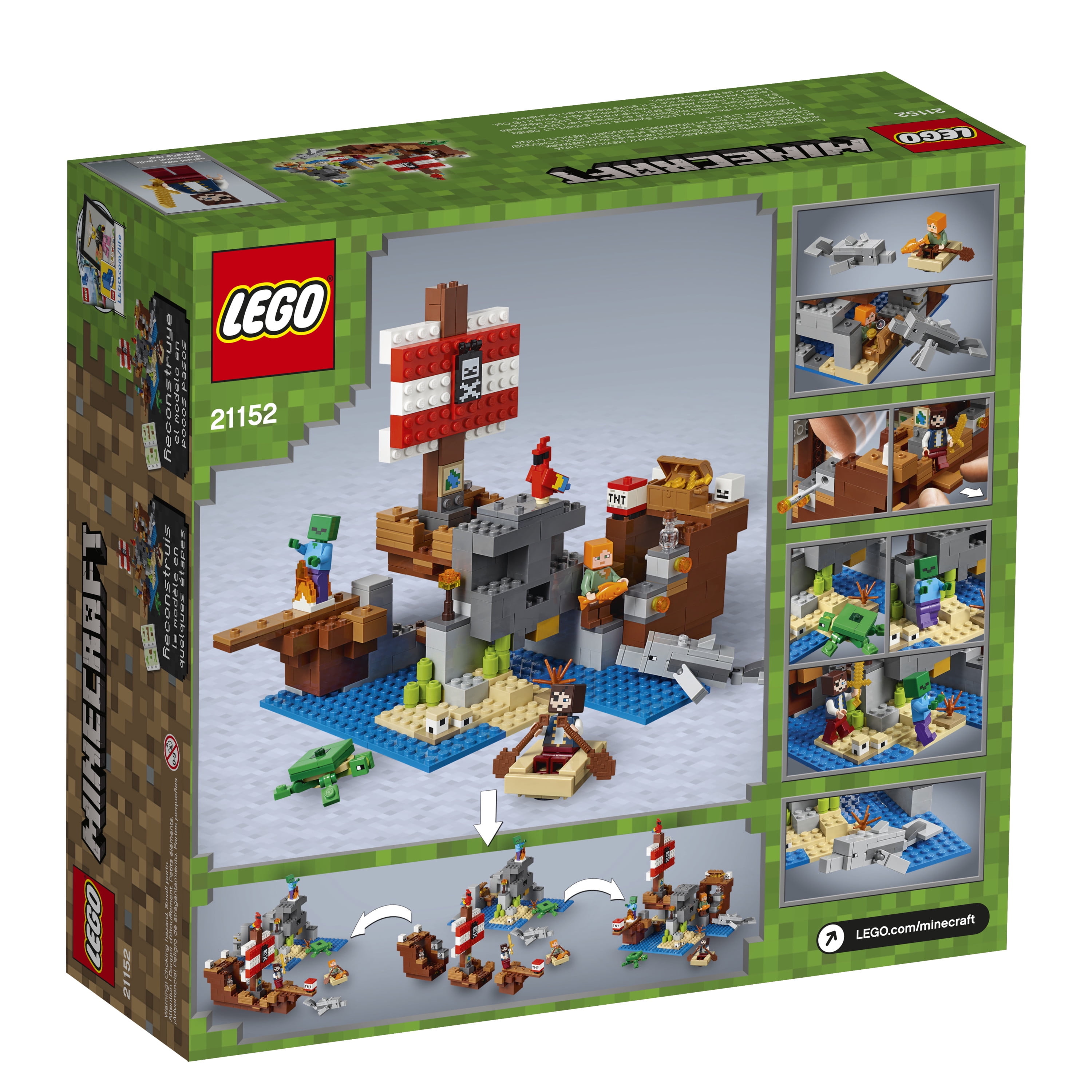 LEGO Minecraft The Pirate Ship Adventure 21152 Ship Boat Shark Treasure Chest Building Toy Kit Pieces) - Walmart.com