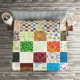 thumbnail image 2 of Ambesonne Colorful Quilted Coverlet 3 Pcs, Patchwork Retro Style, Queen Size, Multicolor, 2 of 2